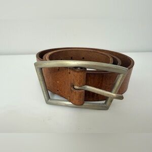 Classic Brown Leather Women’s Belt with Silver Buckle